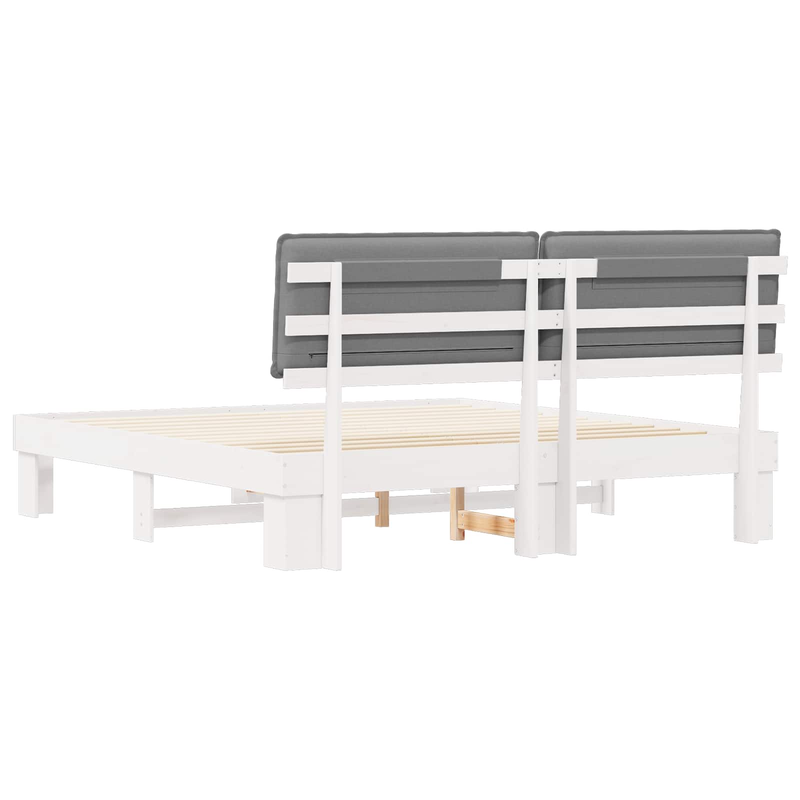 Sängram med Klädd Huvudgavel Ljusgrå 180 x 200 cm Massiv furu