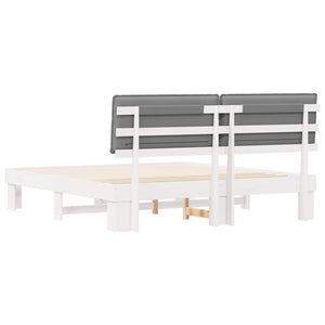 Sängram med Klädd Huvudgavel Ljusgrå 180 x 200 cm Massiv furu