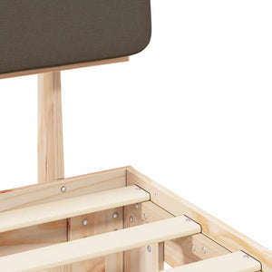 Sängram med Klädd Huvudgavel Taupe 200 x 200 cm Massiv furu