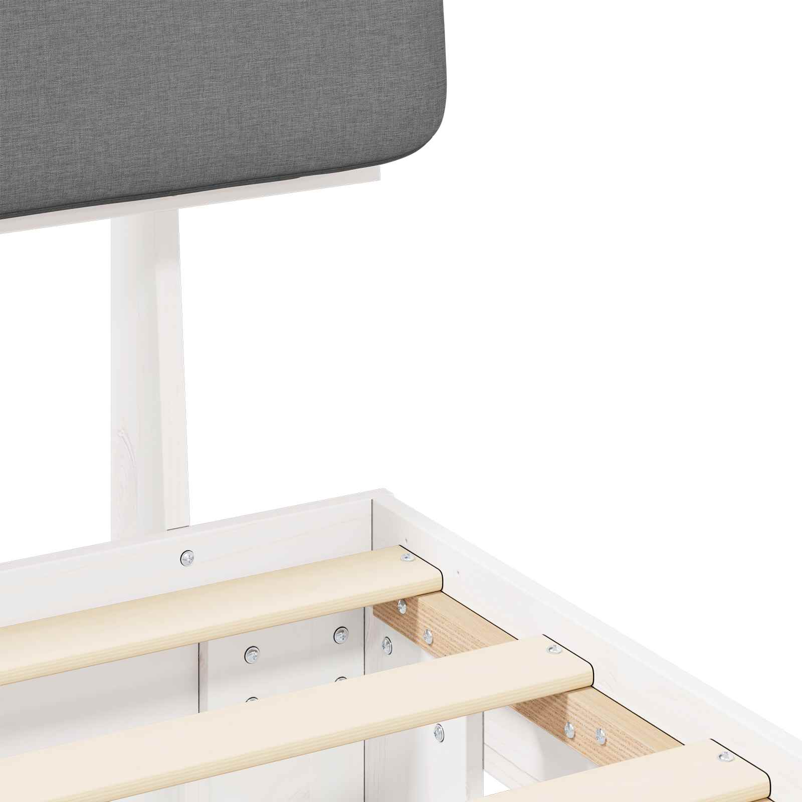 Sängram med Klädd Huvudgavel Ljusgrå 200 x 200 cm Massiv furu