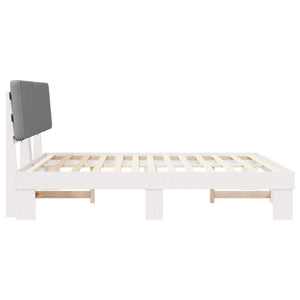 Sängram med Klädd Huvudgavel Ljusgrå 200 x 200 cm Massiv furu