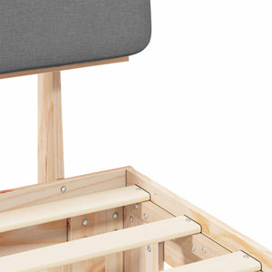 Sängram med Klädd Huvudgavel Ljusgrå 180 x 200 cm Massiv furu