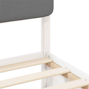 Sängram med Klädd Huvudgavel Ljusgrå 180 x 200 cm Massiv furu