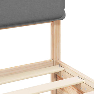 Sängram med Klädd Huvudgavel Ljusgrå 200 x 200 cm Massiv furu