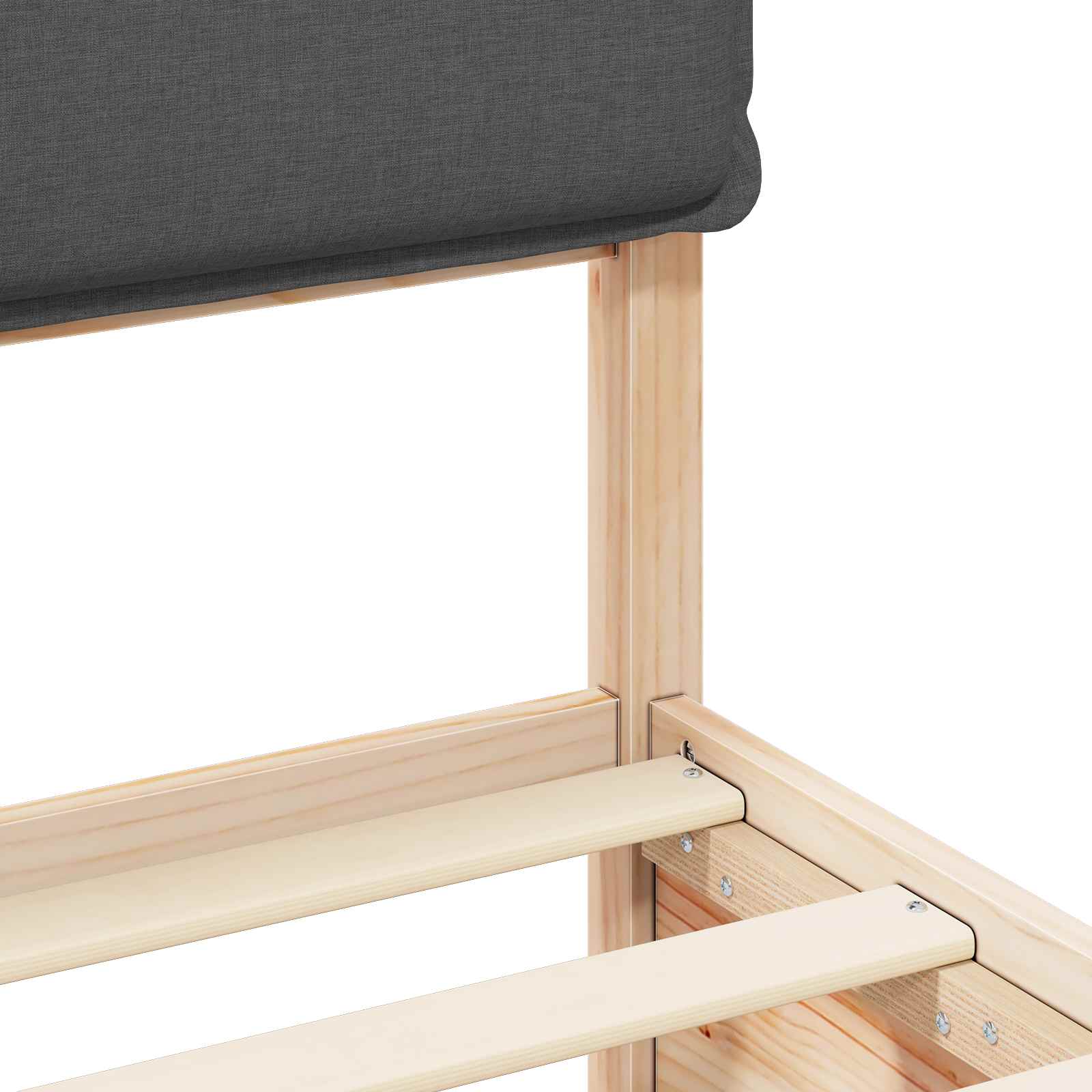 Sängram med Klädd Huvudgavel Mörkgrå 200 x 200 cm Massiv furu