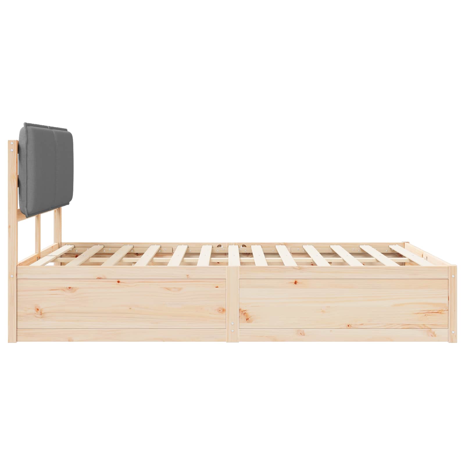 Sängram med Klädd Huvudgavel Ljusgrå 150 x 200 cm Massiv furu