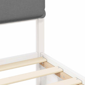 Sängram med Klädd Huvudgavel Ljusgrå 150 x 200 cm Massiv furu