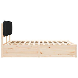 Sängram med Klädd Huvudgavel Svart 140 x 190 cm Massiv furu