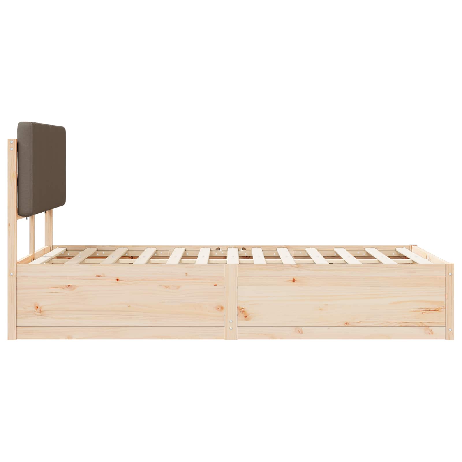 Sängram med Klädd Huvudgavel Taupe 160 x 200 cm Massiv furu