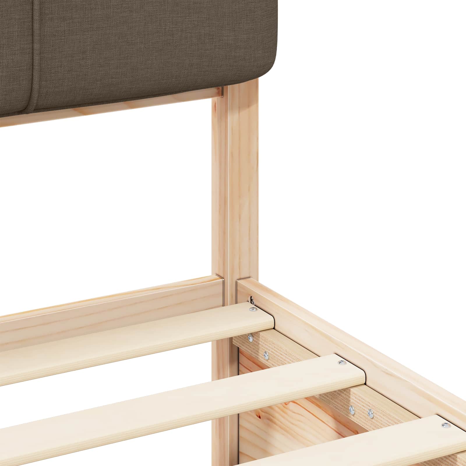 Sängram med Klädd Huvudgavel Taupe 180 x 200 cm Massiv furu