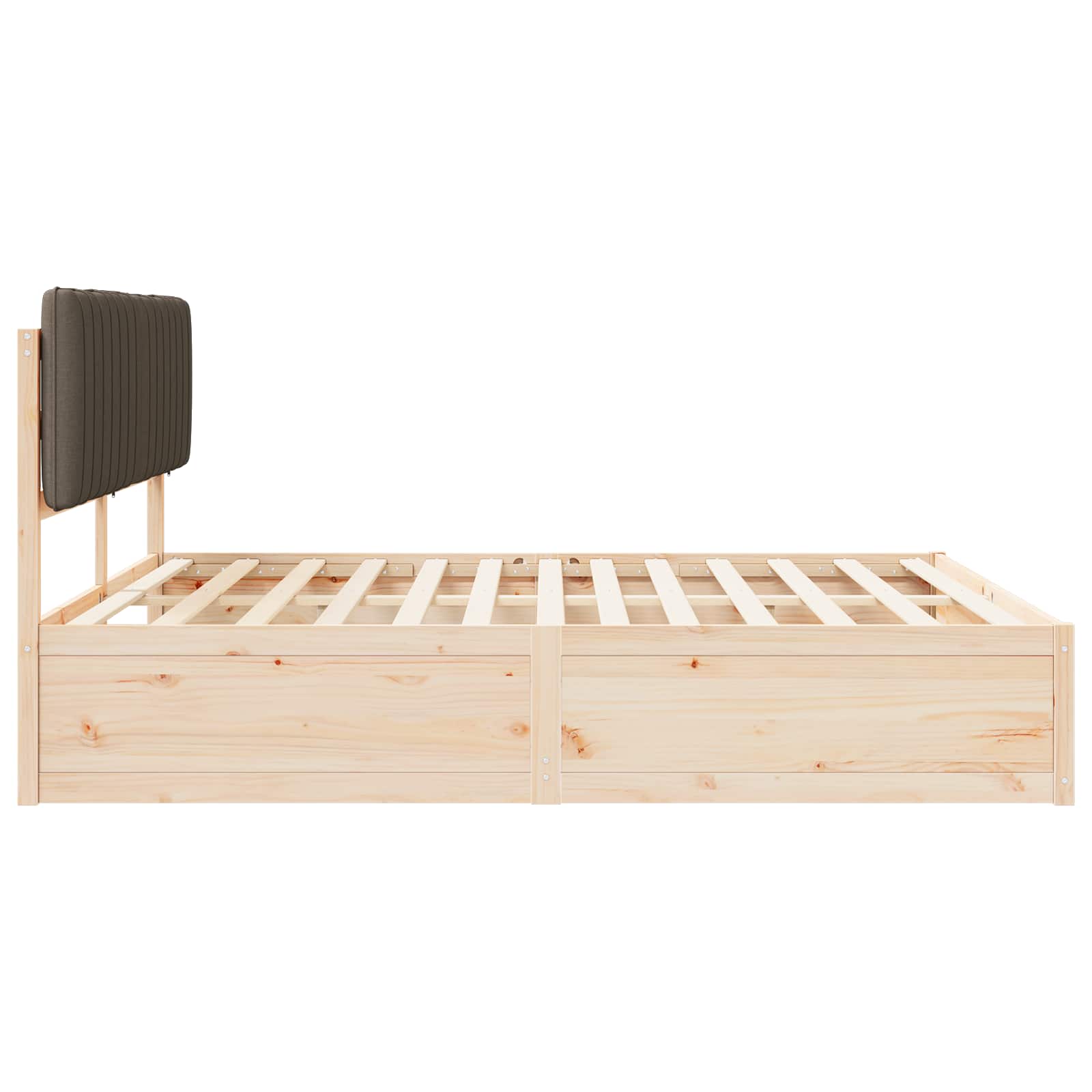 Sängram med Klädd Huvudgavel Taupe 180 x 200 cm Massiv furu