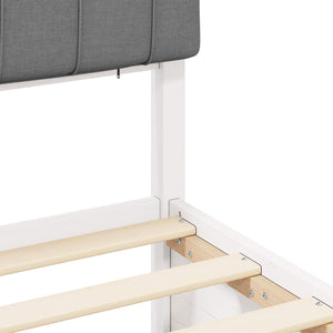 Sängram med Klädd Huvudgavel Ljusgrå 180 x 200 cm Massiv furu