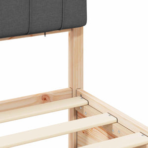 Sängram med Klädd Huvudgavel Mörkgrå 150 x 200 cm Massiv furu