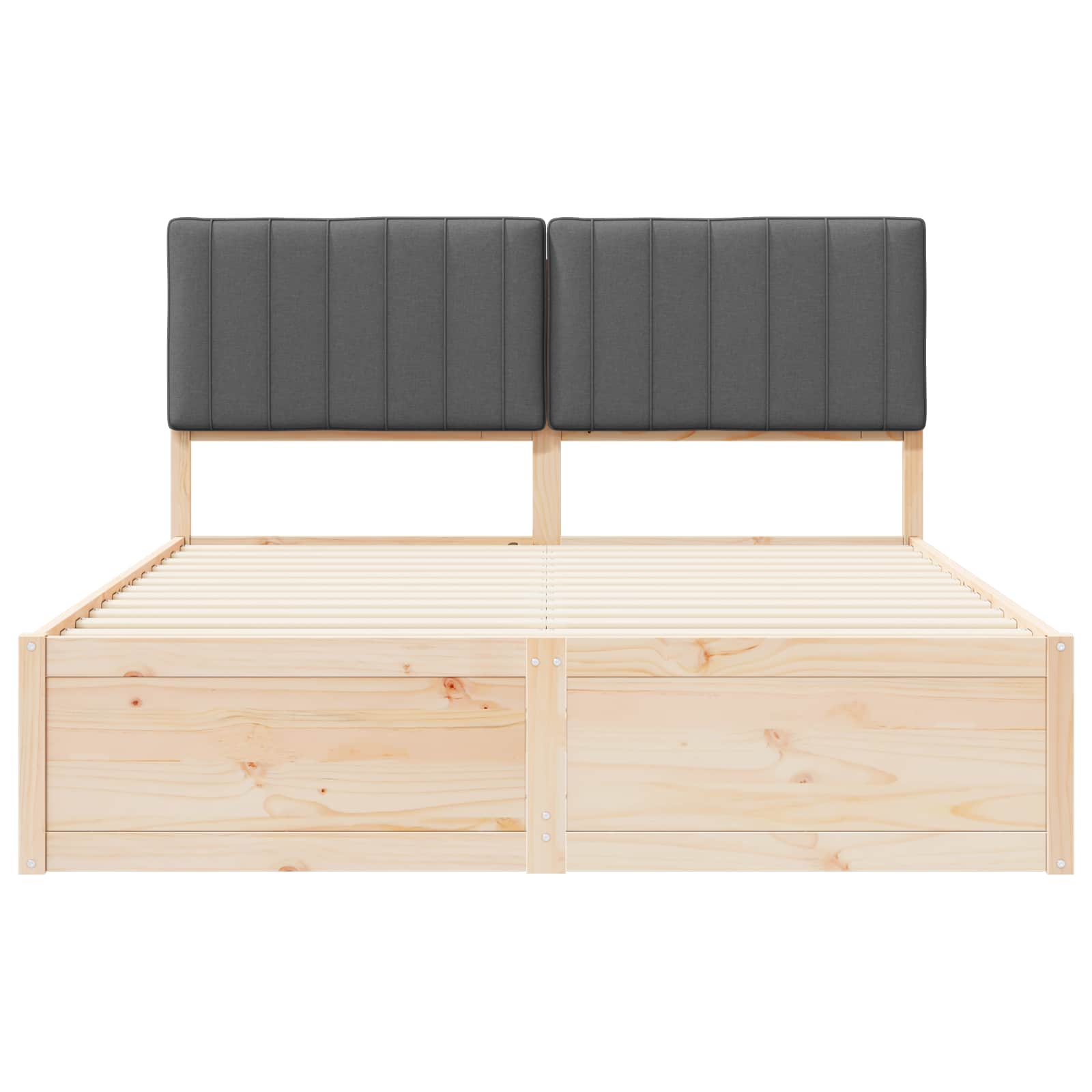 Sängram med Klädd Huvudgavel Mörkgrå 150 x 200 cm Massiv furu