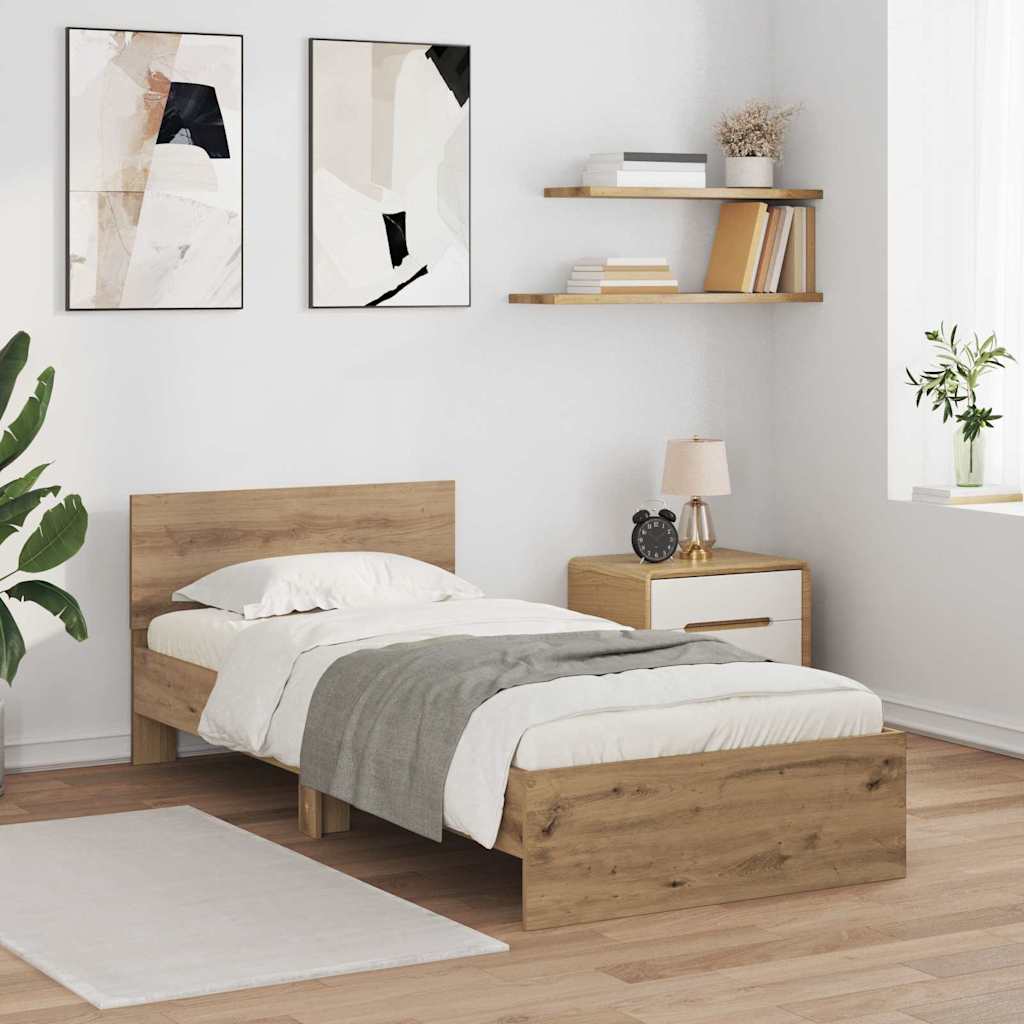 Sängram med huvudgavel Artisan Ek 90 x 200 cm Konstruerat trä