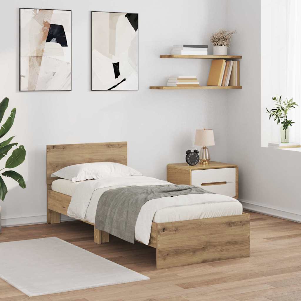 Sängram med huvudgavel Artisan Ek 75 x 190 cm Konstruerat trä