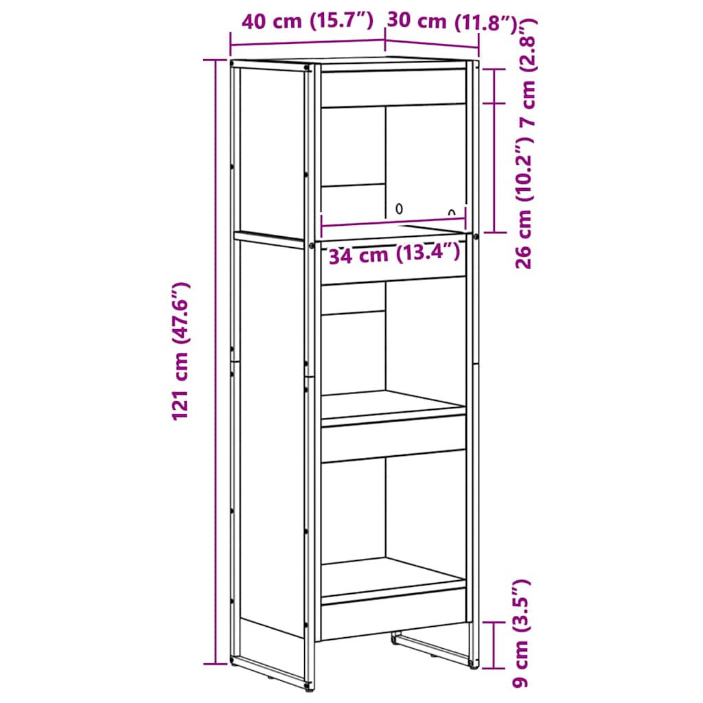 Bokskåp Artisan Ek 80 x 30 x 155 cm Konstruerat trä