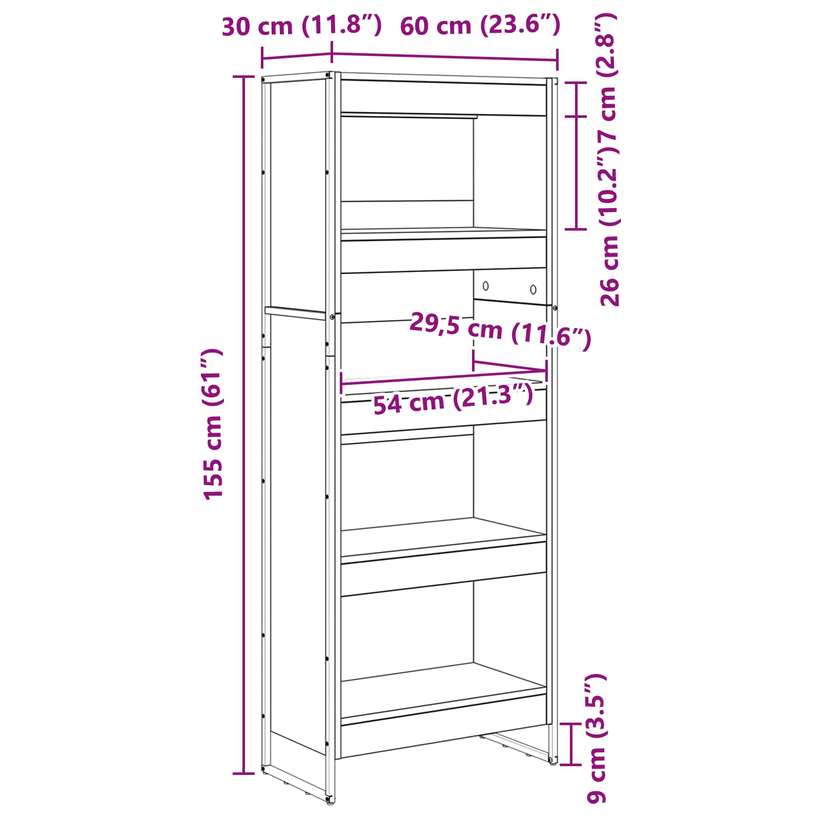 Bokskåp Grå Sonoma 80 x 30 x 155 cm Konstruerat trä