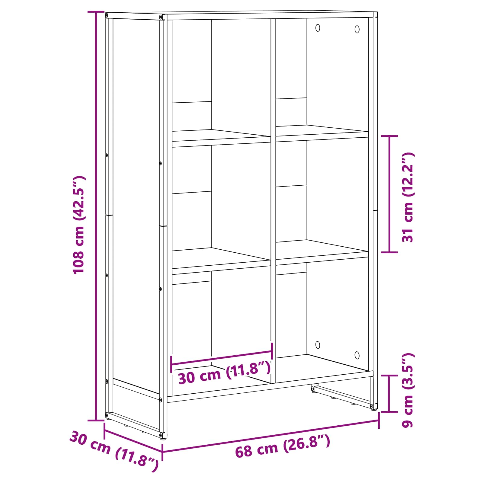 Bokskåp Sonoma 99.5 x 30 x 108.5 cm Konstruerat trä