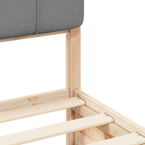 Sängram med Klädd Huvudgavel Ljusgrå 120 x 200 cm Massiv furu