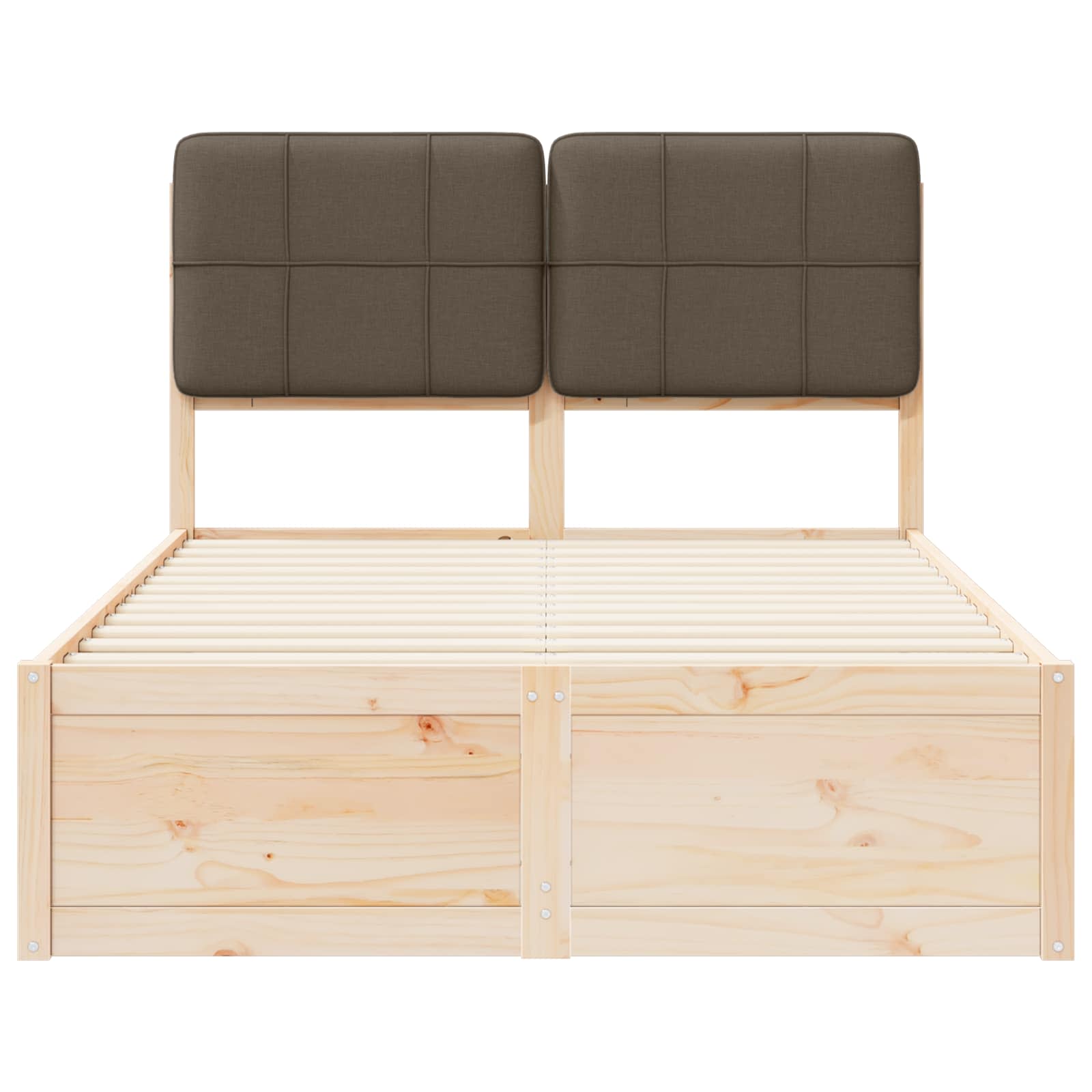 Sängram med Klädd Huvudgavel Taupe 120 x 190 cm Massiv furu