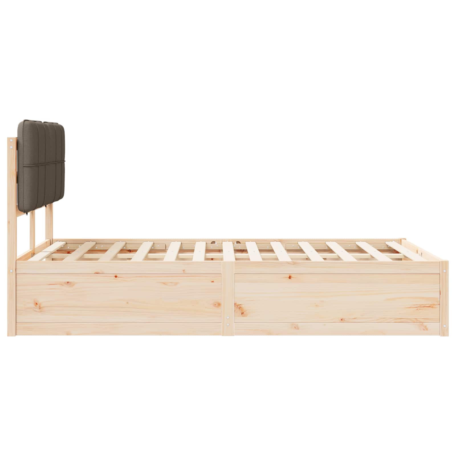 Sängram med Klädd Huvudgavel Taupe 120 x 190 cm Massiv furu