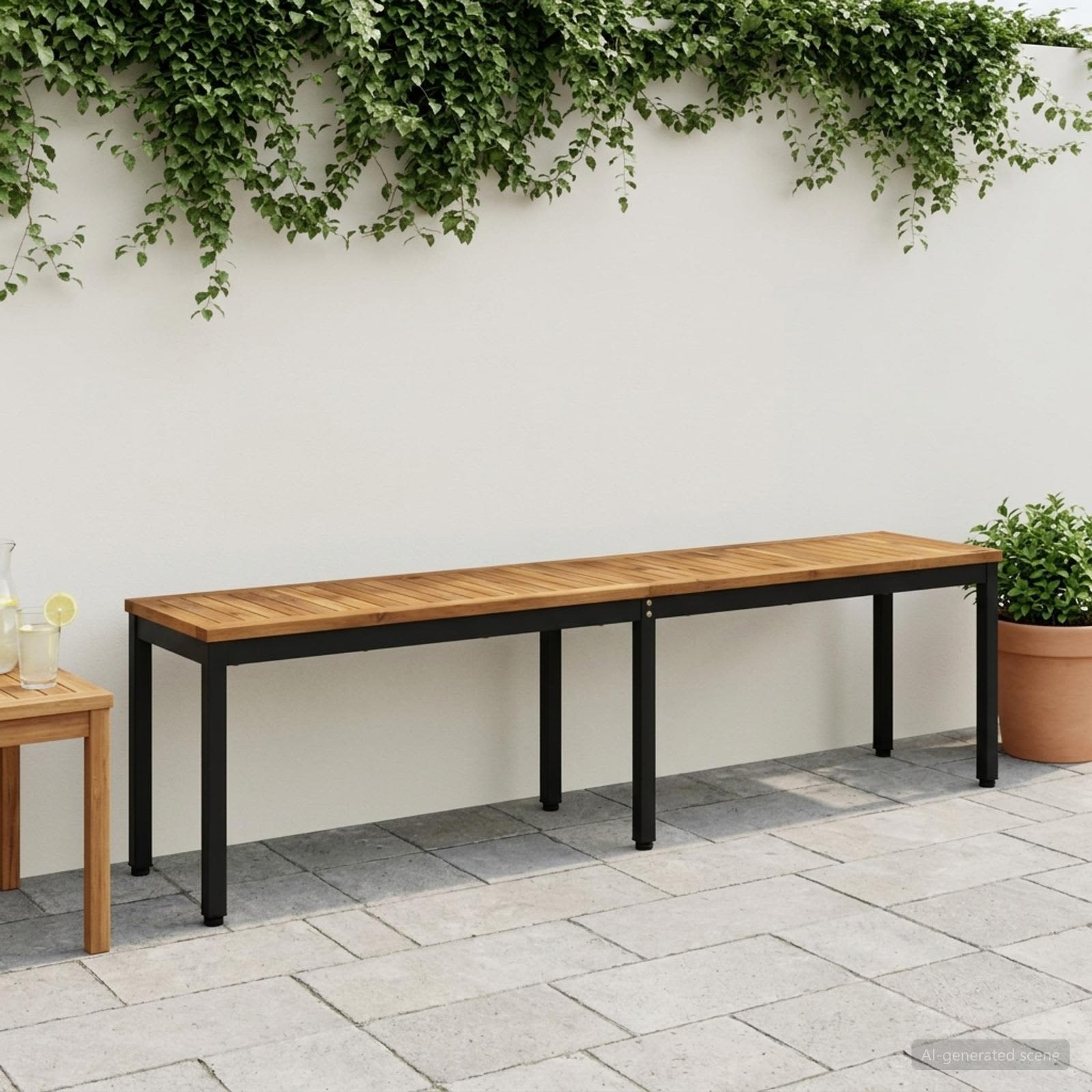 Trädgårdsbänk 161 x 35 x 45 cm Massivt Akaciaträ Rektangulär
