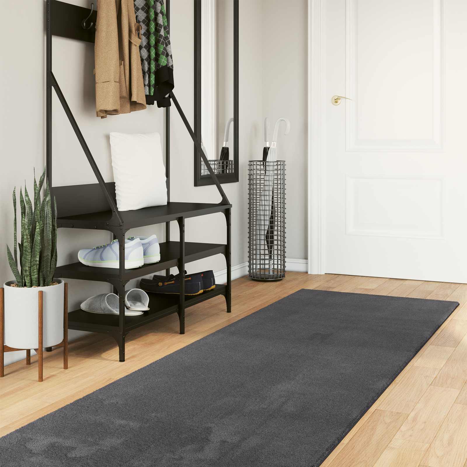 Områdesmattor Rektangulär HUARTE Antracit 400 x 80 cm Polyester