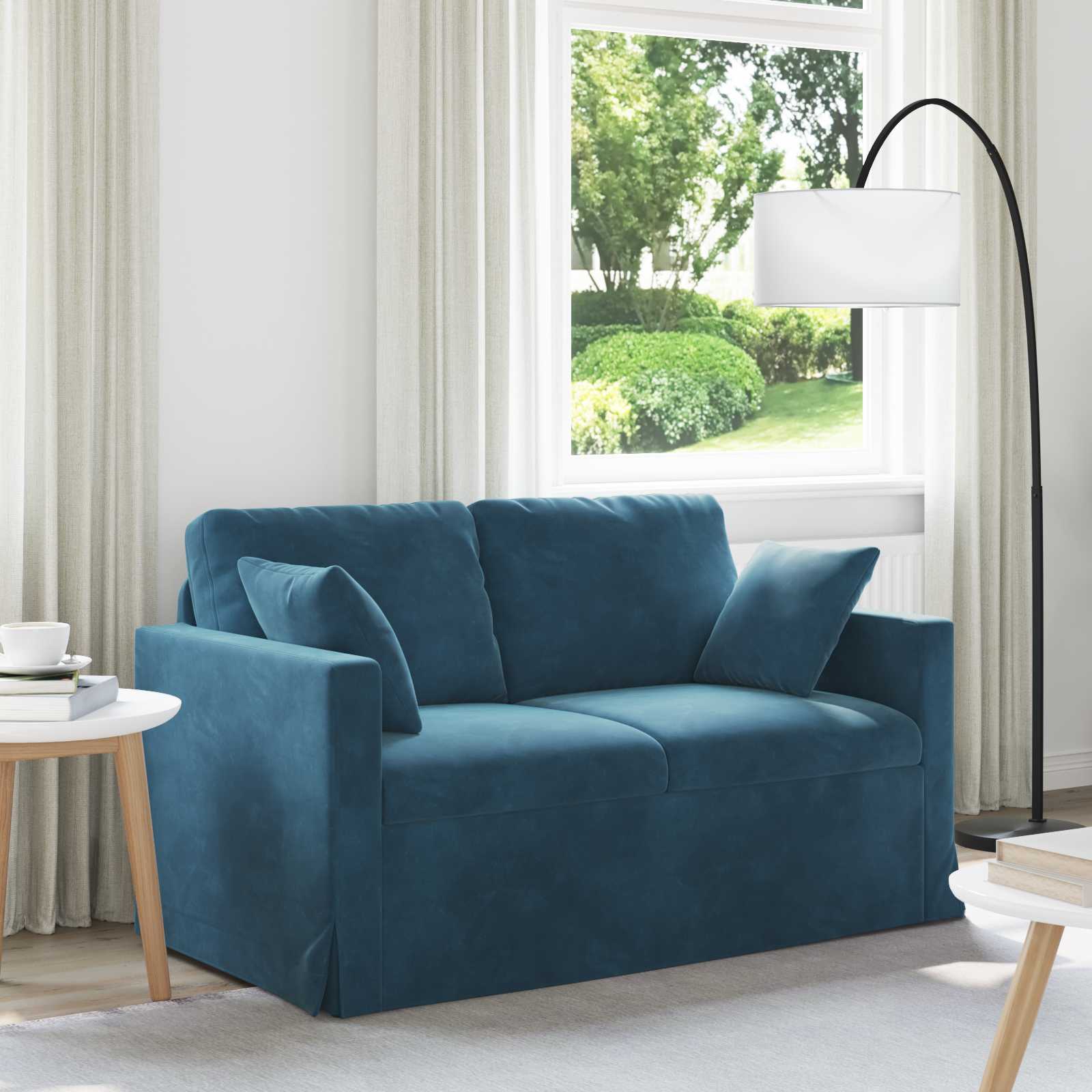 Soffa Blå 138 x 78 x 80 cm Sammet
