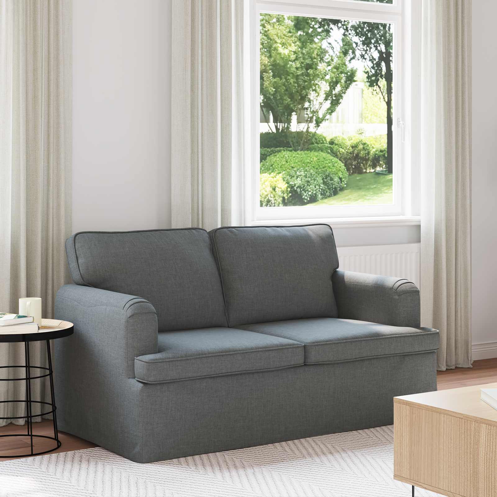 Soffa Mörkgrå 144 x 80 x 85 cm tyg
