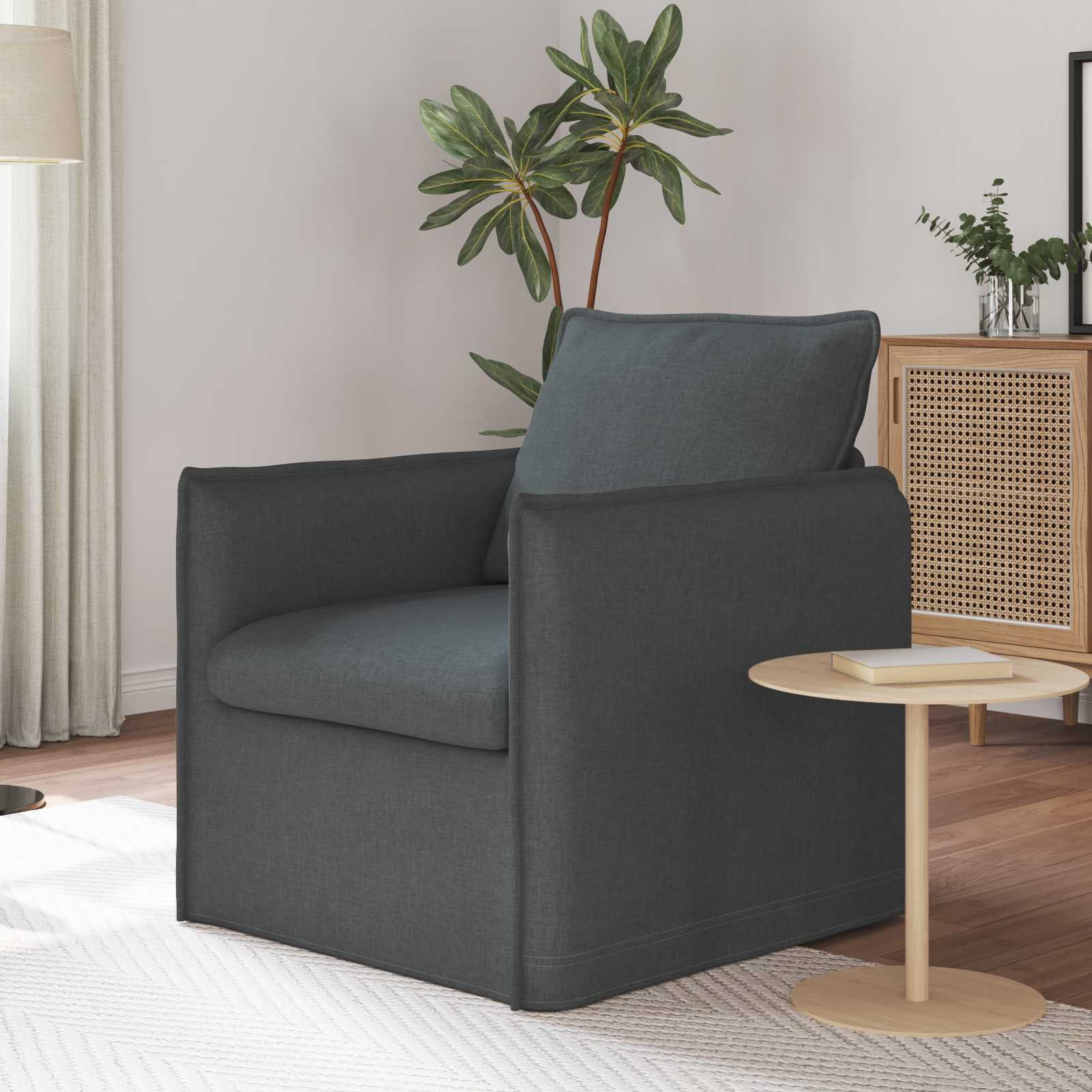Soffa Mörkgrå 75 x 82 x 85 cm tyg
