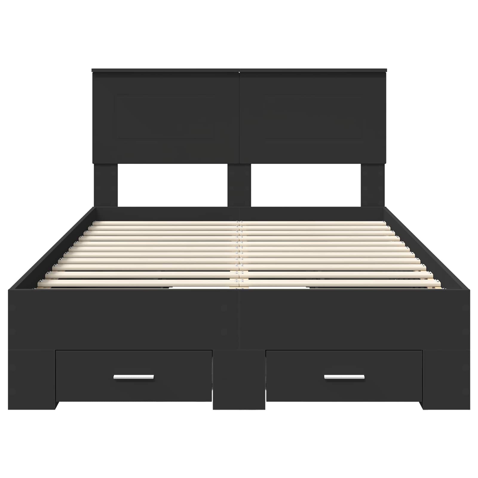 Sängram med huvudgavel Svart 135 x 190 cm Konstruerat trä