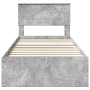 Sängram Betong Grå och Silver 75 x 190 cm Konstruerat trä