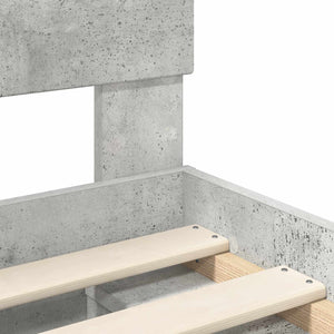 Sängram med huvudgavel Betonggrå 150 x 200 cm Massiv furu