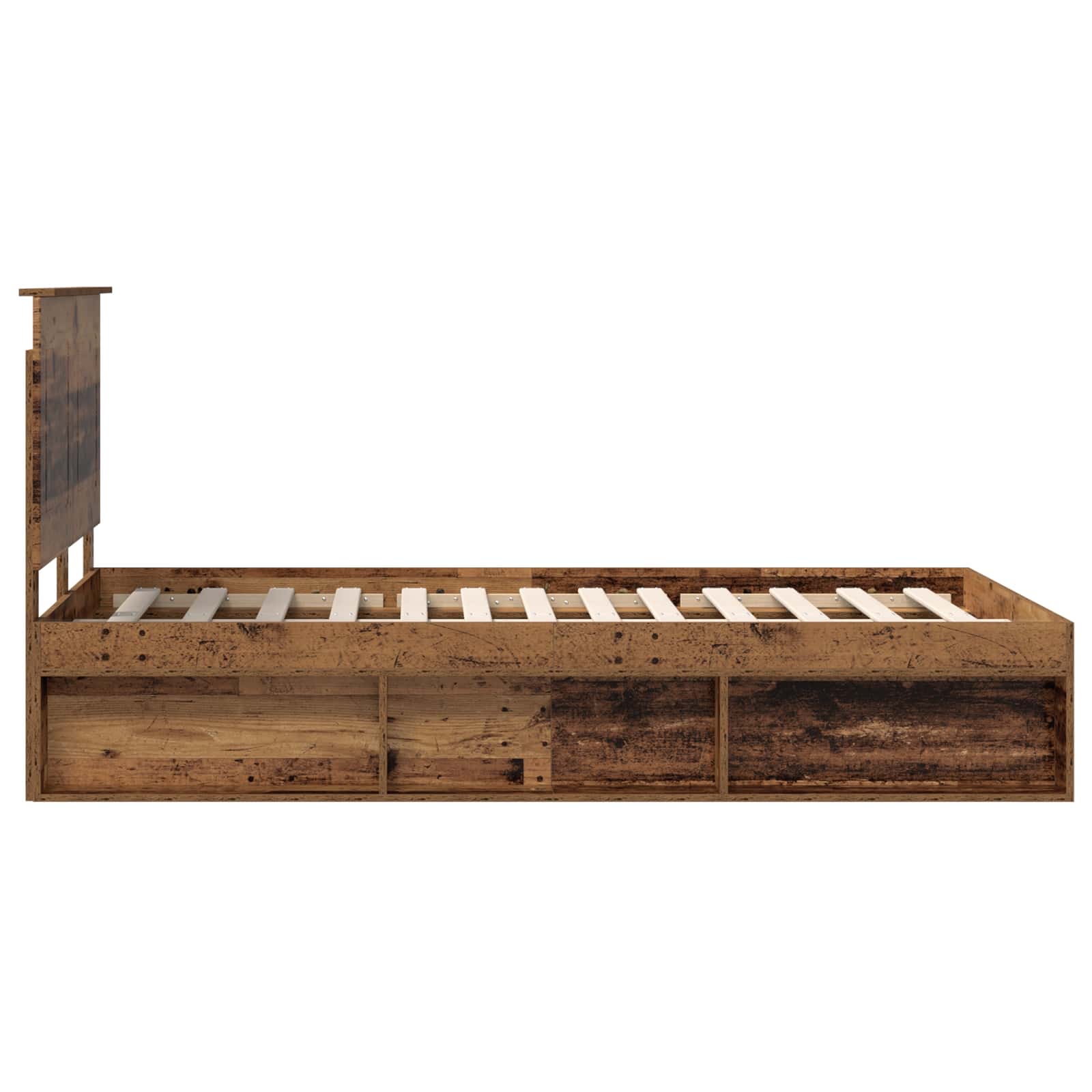 Sängram med huvudgavel Gammalt trä 135 x 190 cm Massiv furu