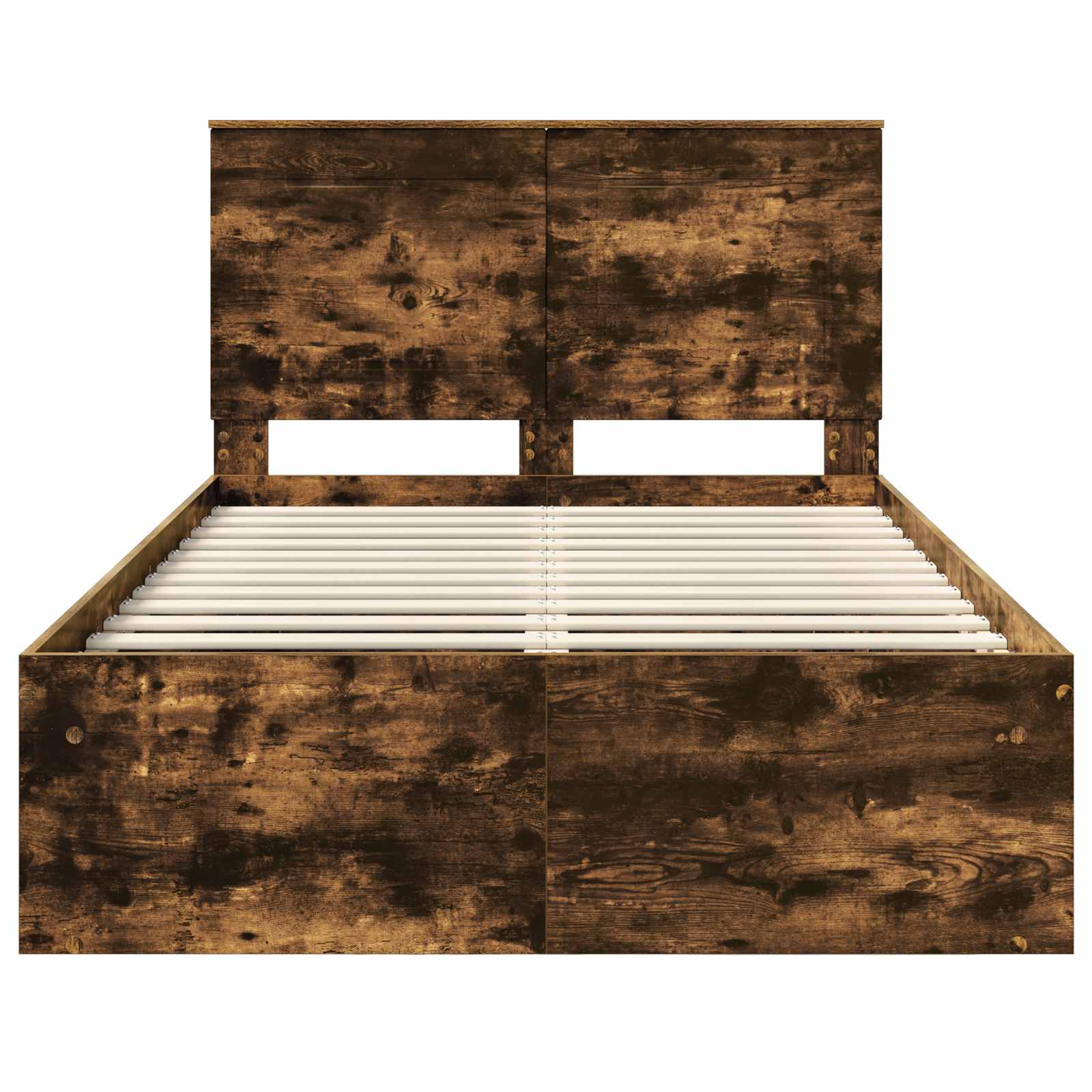 Sängram med huvudgavel Rökt ek 120 x 190 cm Massiv furu