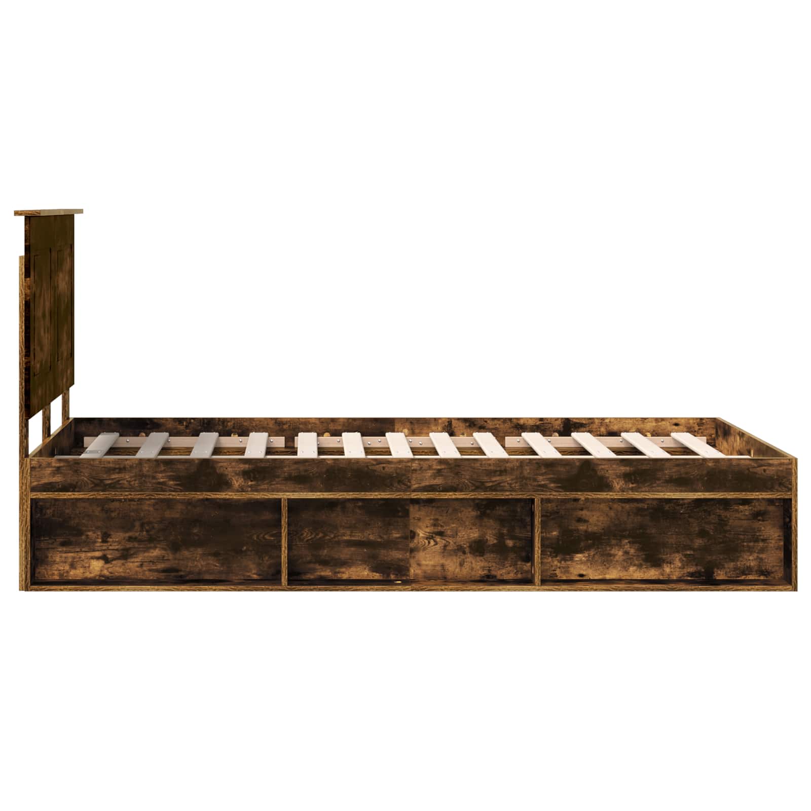 Sängram med huvudgavel Rökt ek 120 x 190 cm Massiv furu