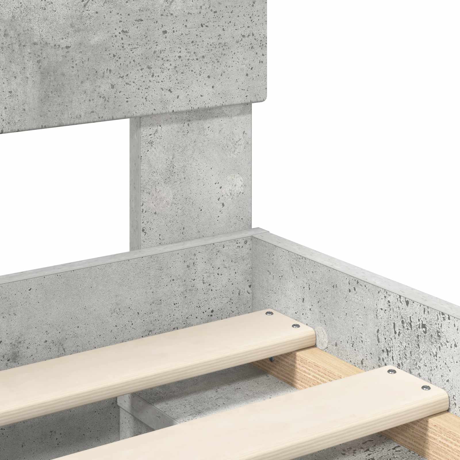 Sängram med huvudgavel Betonggrå 90 x 190 cm Massiv furu