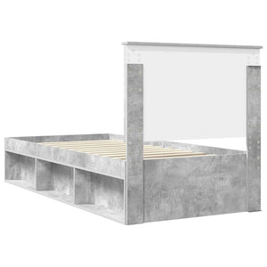 Sängram med huvudgavel Betonggrå 90 x 190 cm Massiv furu