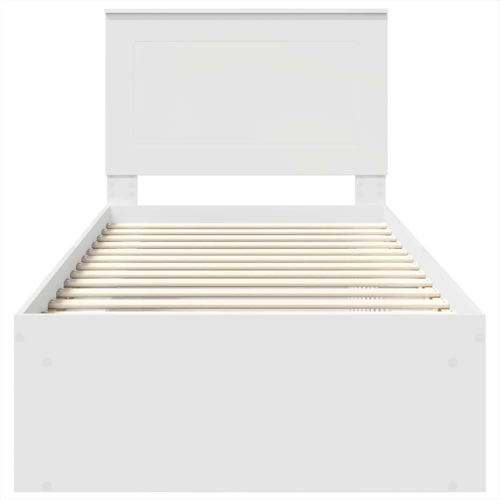 Sängram med huvudgavel Vit 75 x 190 cm Massiv furu