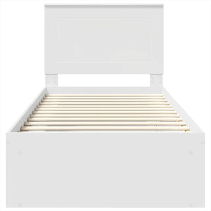 Sängram med huvudgavel Vit 75 x 190 cm Massiv furu