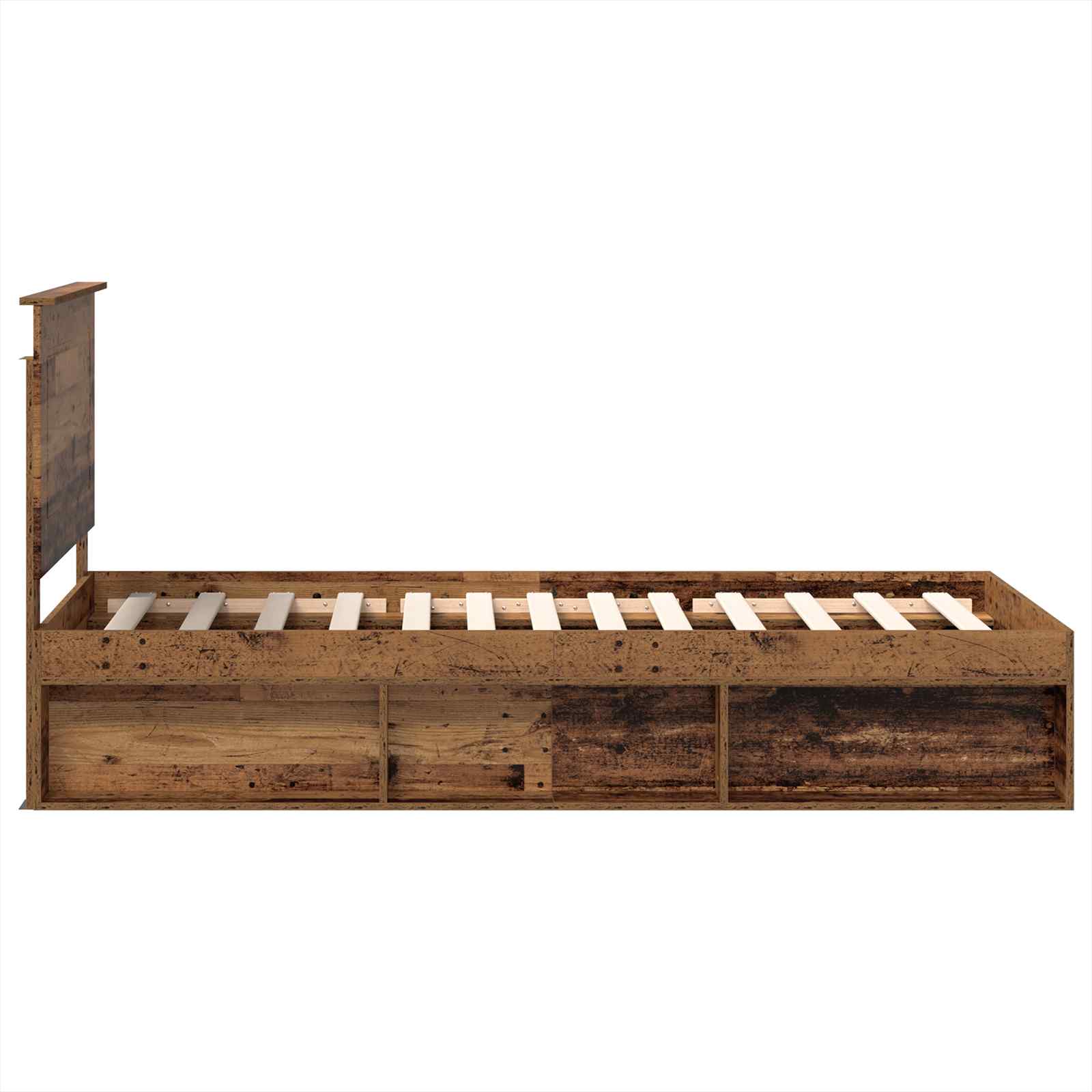 Sängram med huvudgavel Gammalt trä 75 x 190 cm Massiv furu