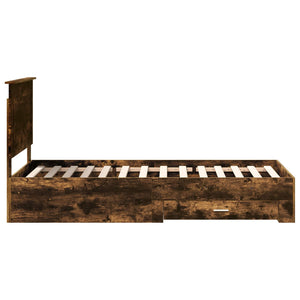 Sängram med huvudgavel Rökt ek 100 x 200 cm Konstruerat trä