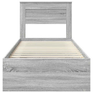 Sängram med huvudgavel Grå Sonoma 75 x 190 cm Massiv furu