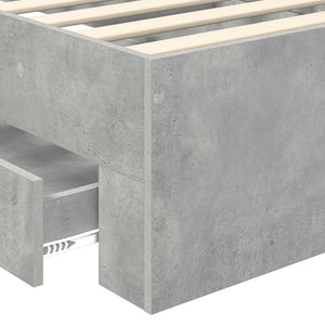 Sängram med huvudgavel Betonggrå 100 x 200 cm Konstruerat trä