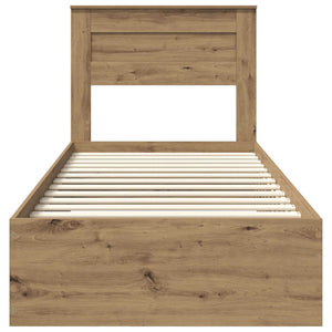 Sängram med låda med huvudgavel med lagring Konstruerat trä