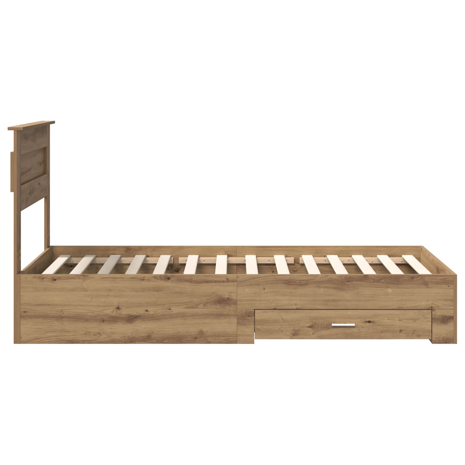 Sängram med låda med huvudgavel med lagring Konstruerat trä