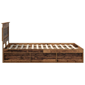 Sängram med huvudgavel Gammalt trä 150 x 200 cm Massiv furu
