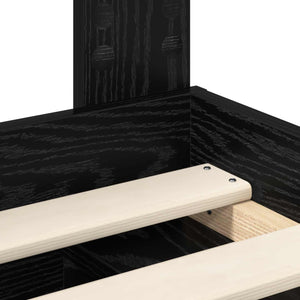 Sängram med huvudgavel med låda Svart 90 x 190 cm Massiv furu