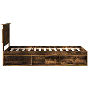 Sängram med huvudgavel Rökt ek 90 x 190 cm Massiv furu